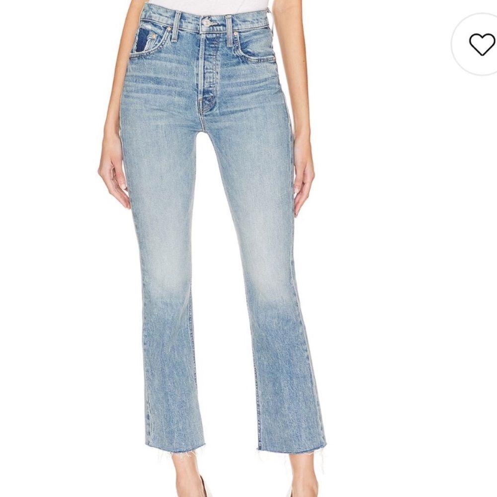 MOTHER Light Blue High-Rise Crop Flare Jeans